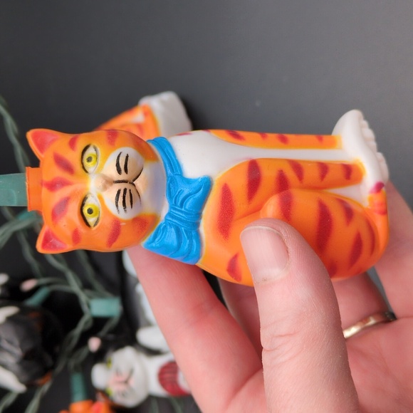 Vintage Cat String Lights - Black, White, Orange Tuxedo Cat - Picture 2 of 7